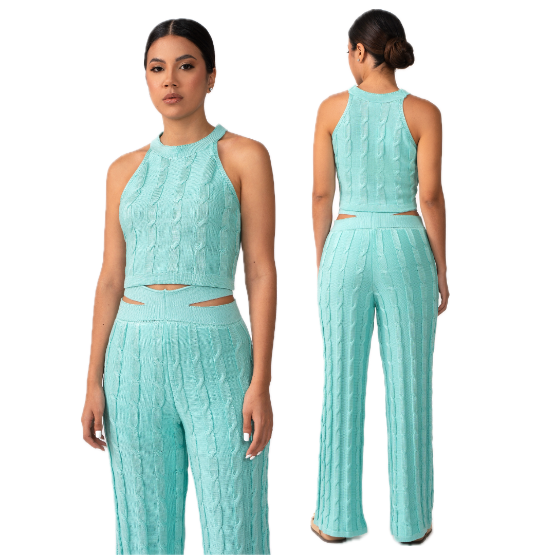 Pre Order - Suéter sin mangas y pantalón acanalados (Bacana Summer)