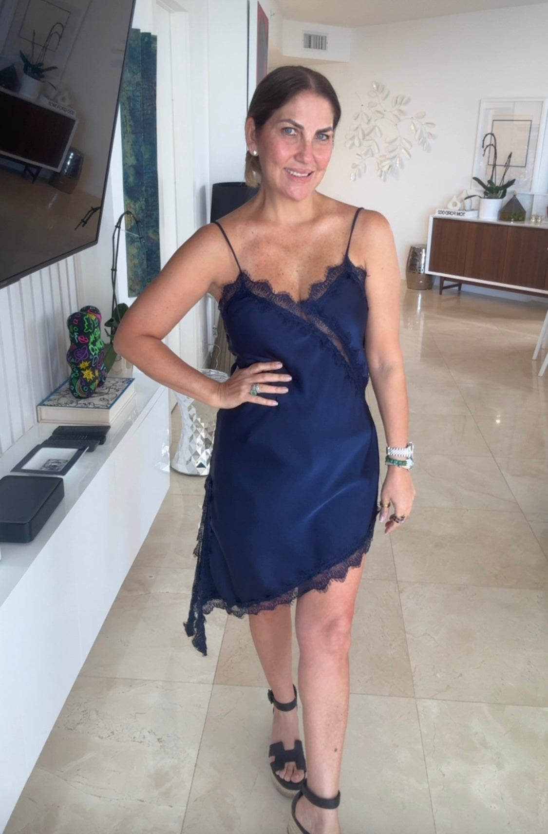 Blusa de seda larga