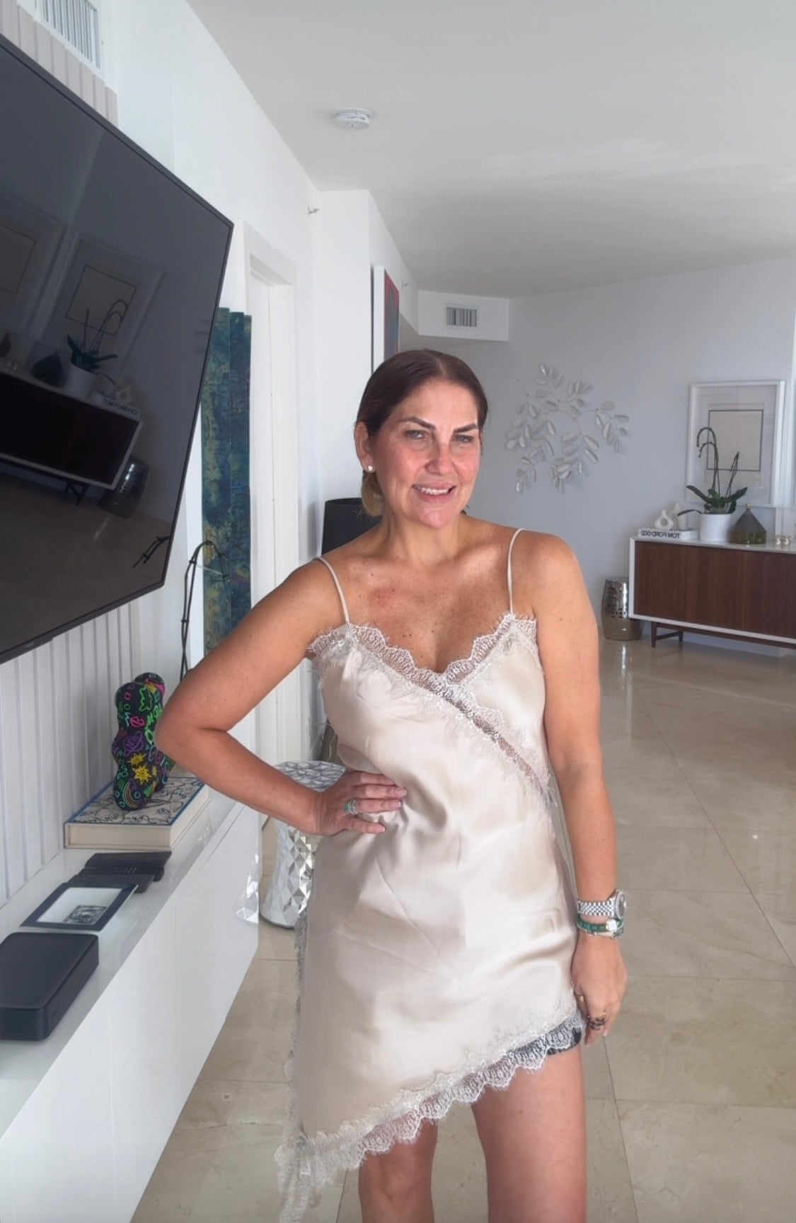 Blusa de seda larga