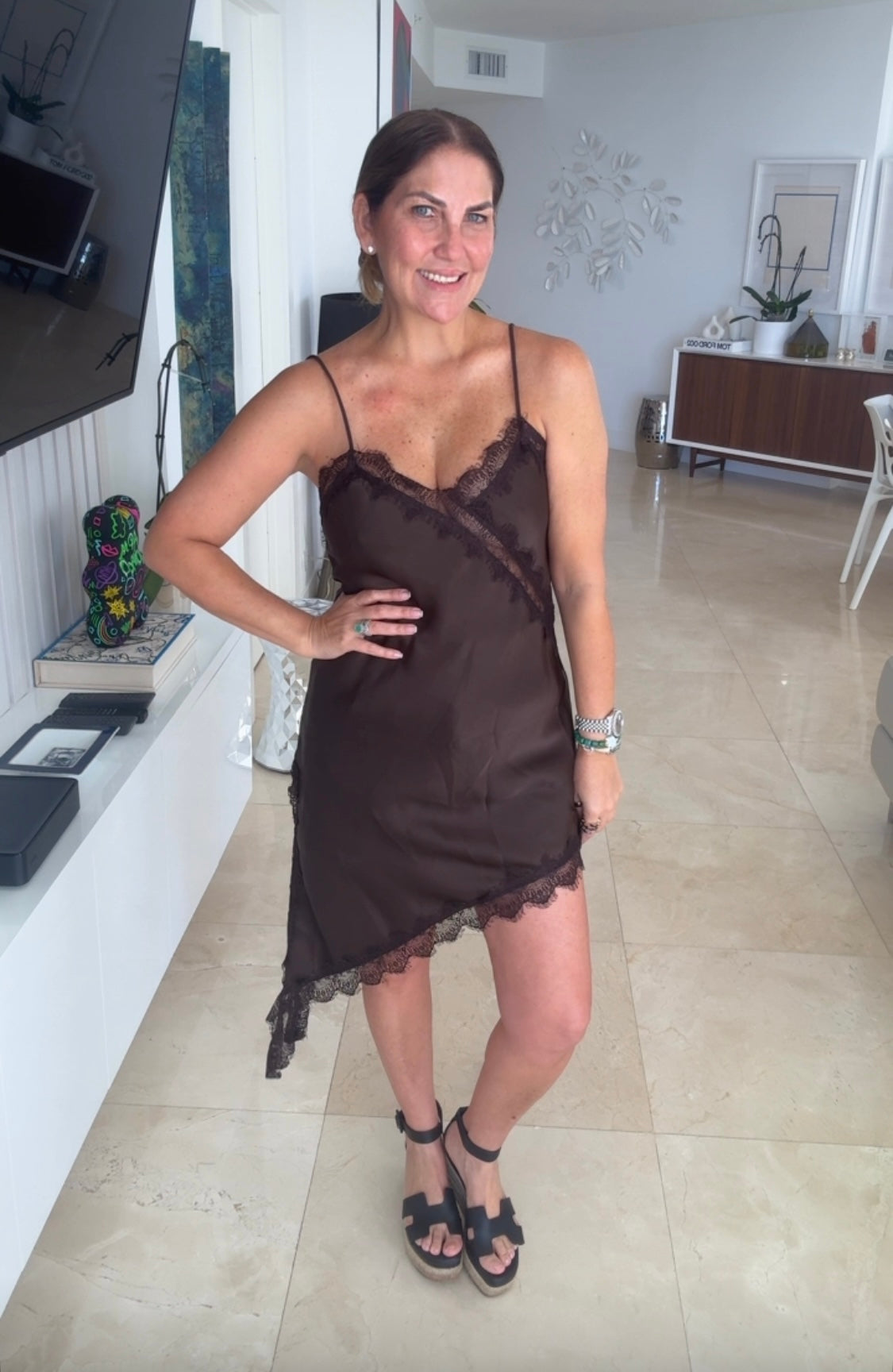 Blusa de seda larga