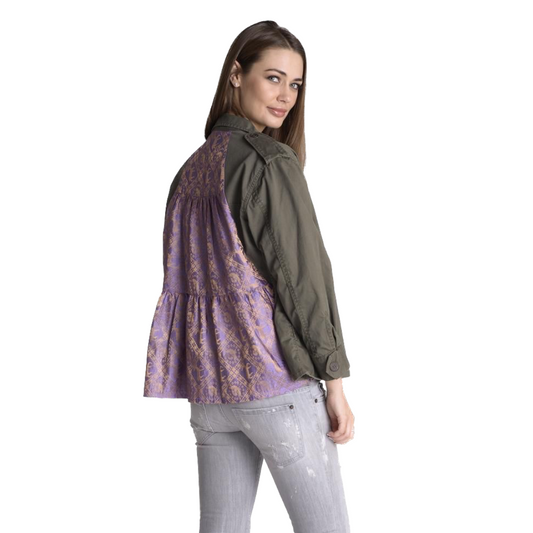 Green jacket with lilac back design