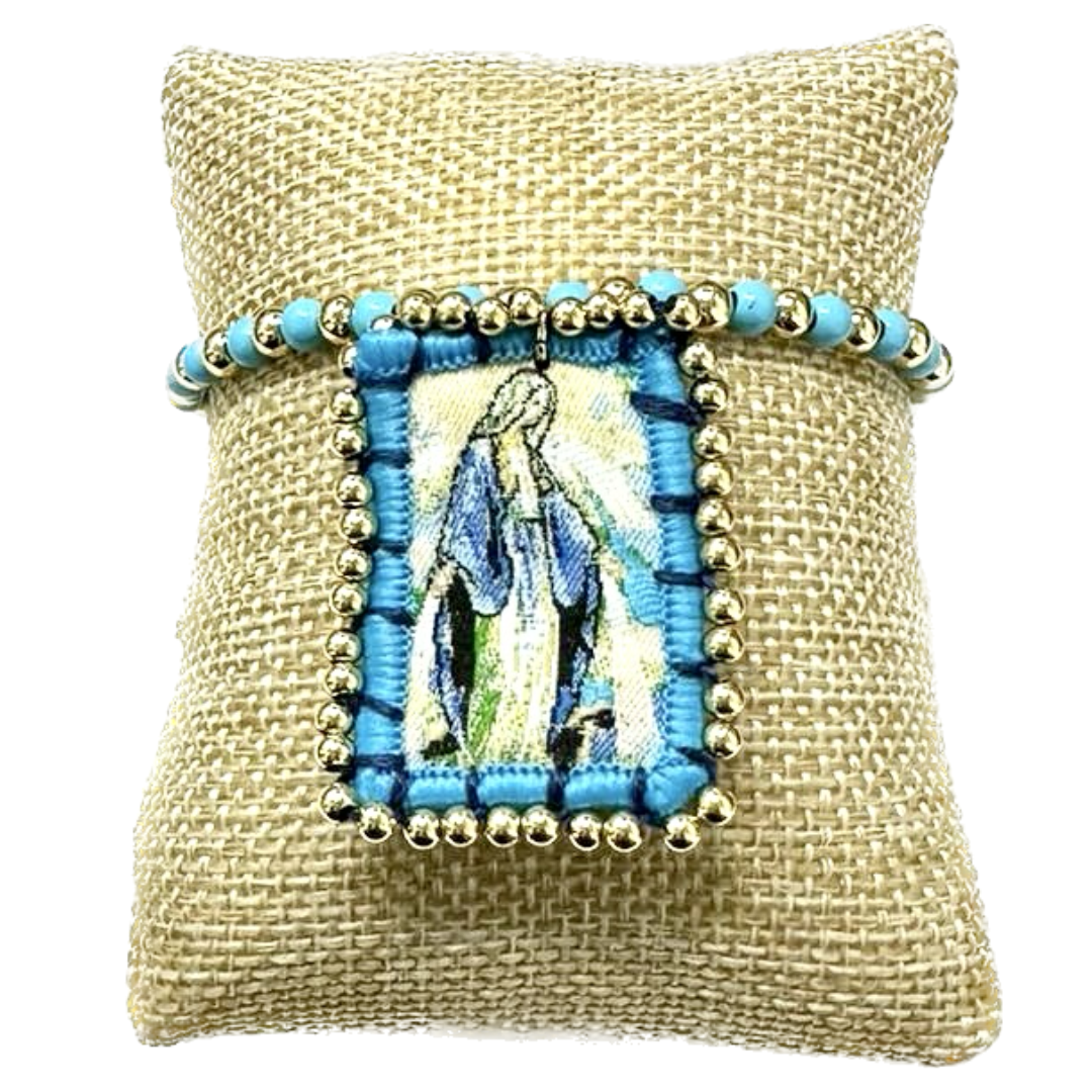 Gold bracelet with embroidered Virgin