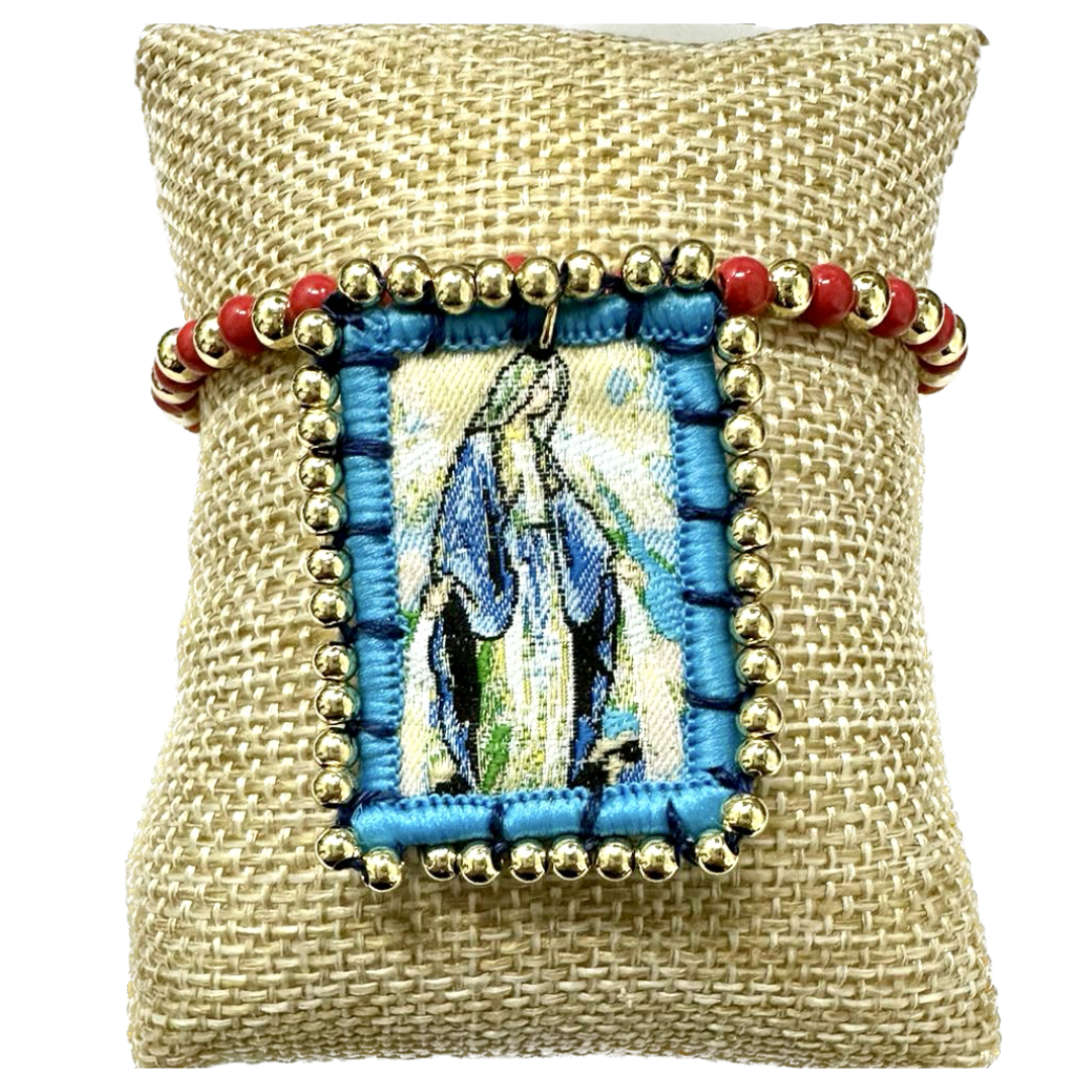 Gold bracelet with embroidered Virgin