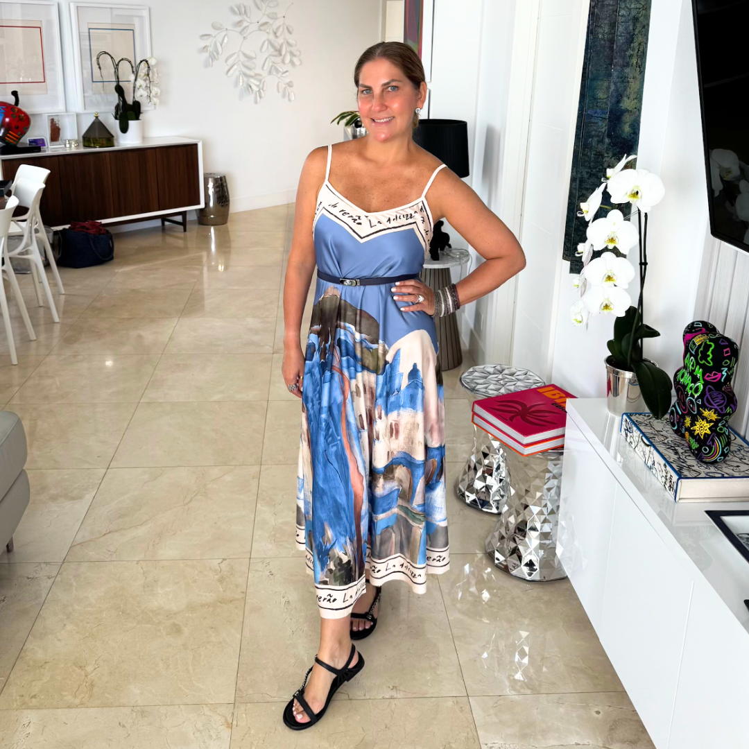 Vestido estampado de seda