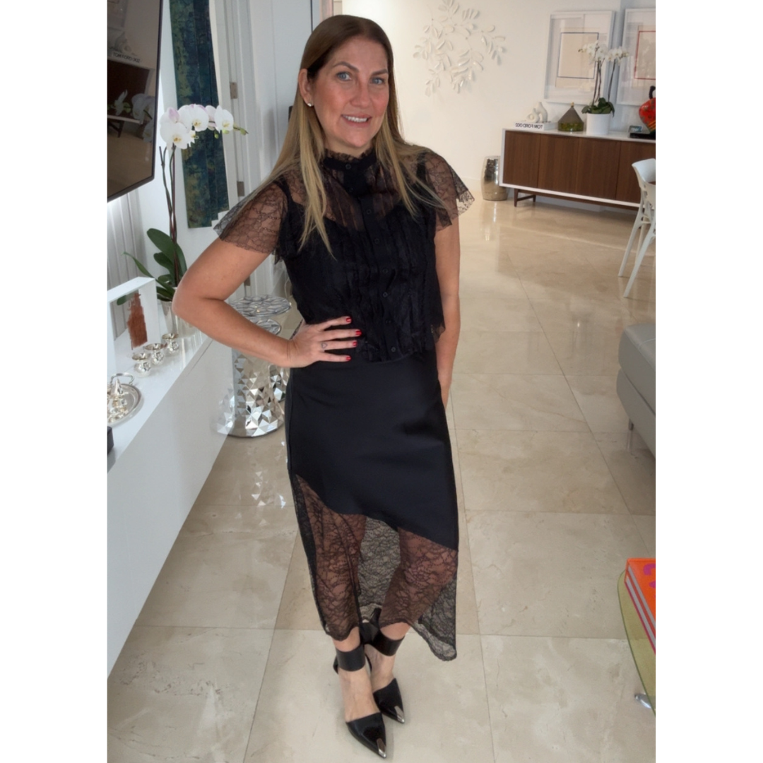 Black lace top with camisole
