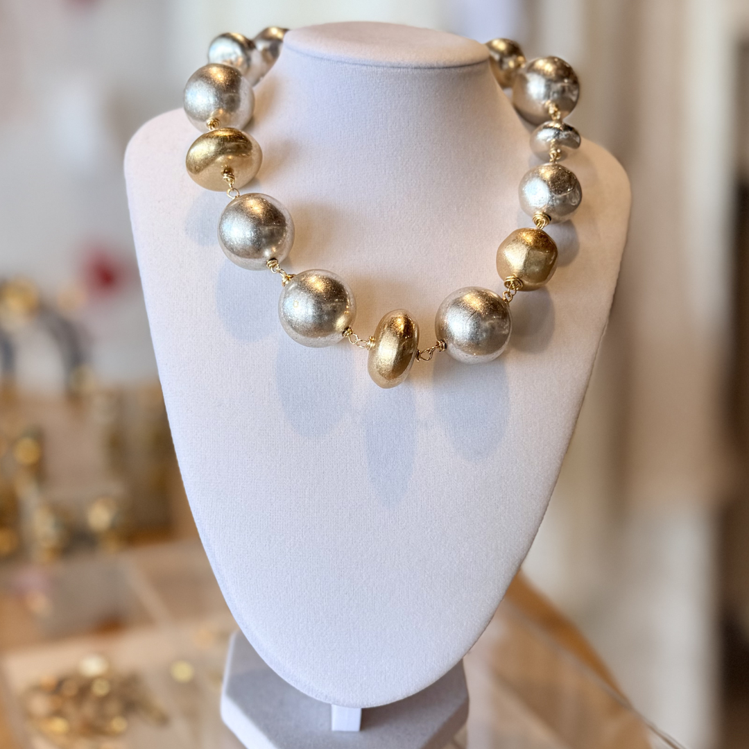 Silver & Gold Oversized Bead Necklace