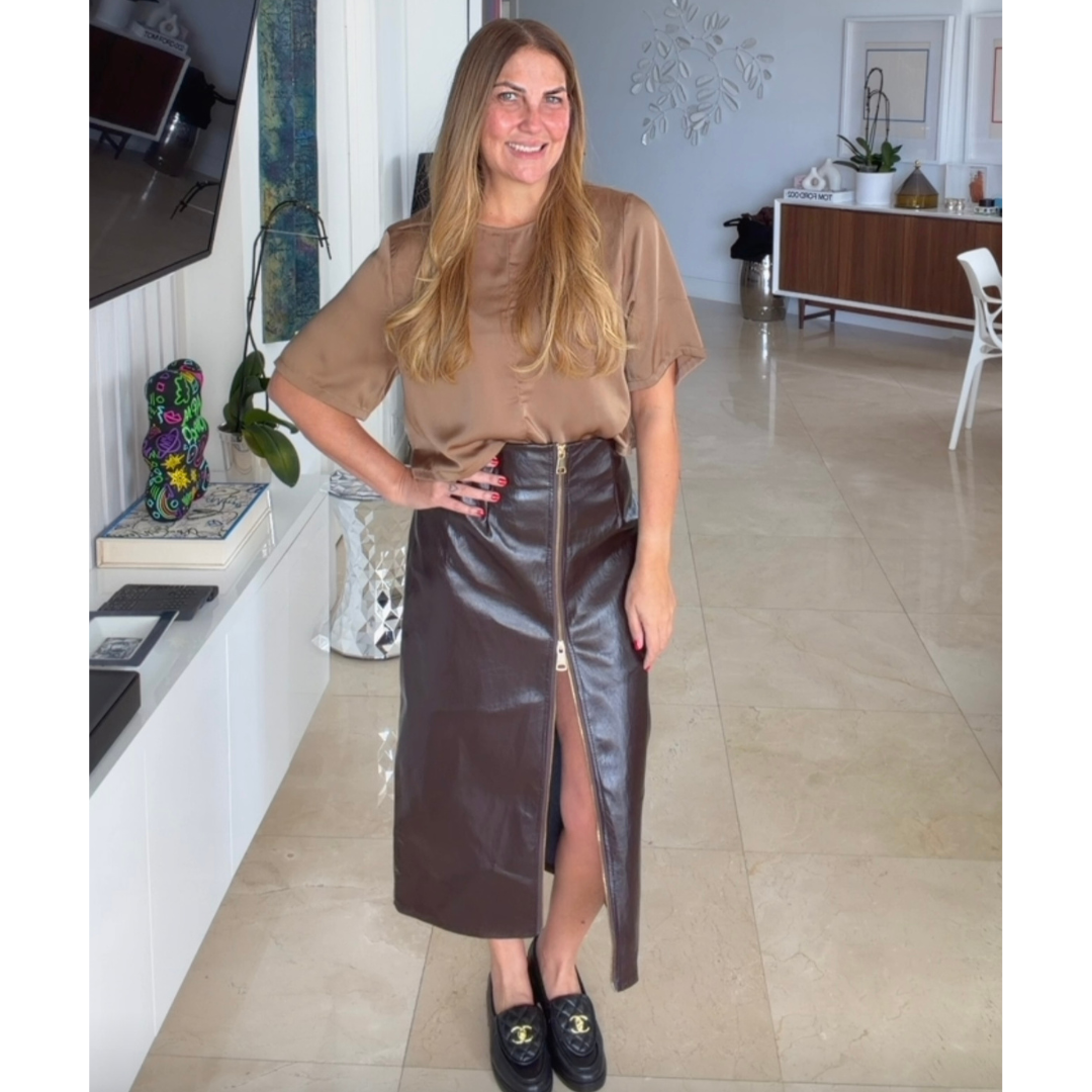 Falda de Ecopiel con Cierre