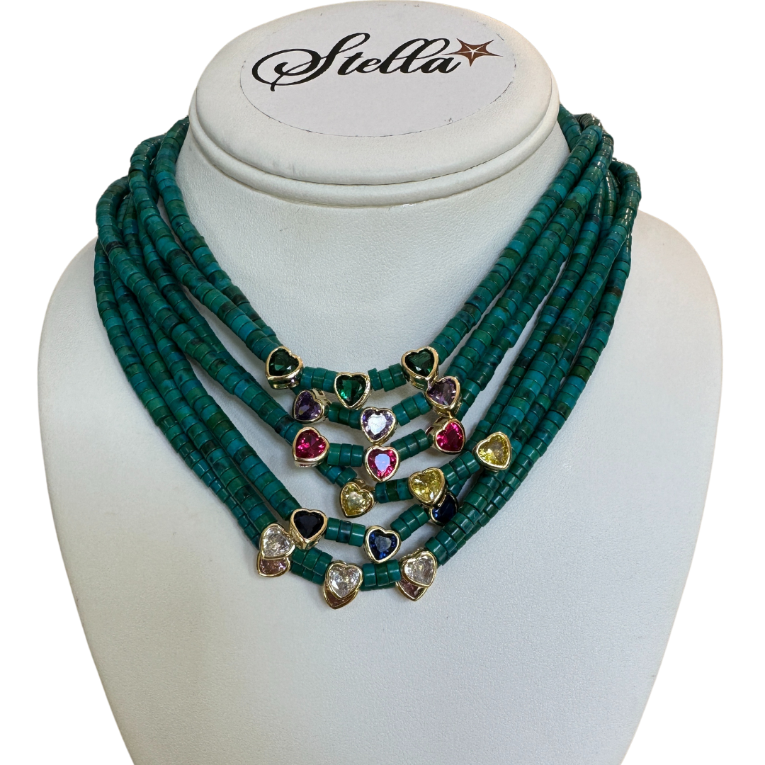 Pucas Hearts green necklace