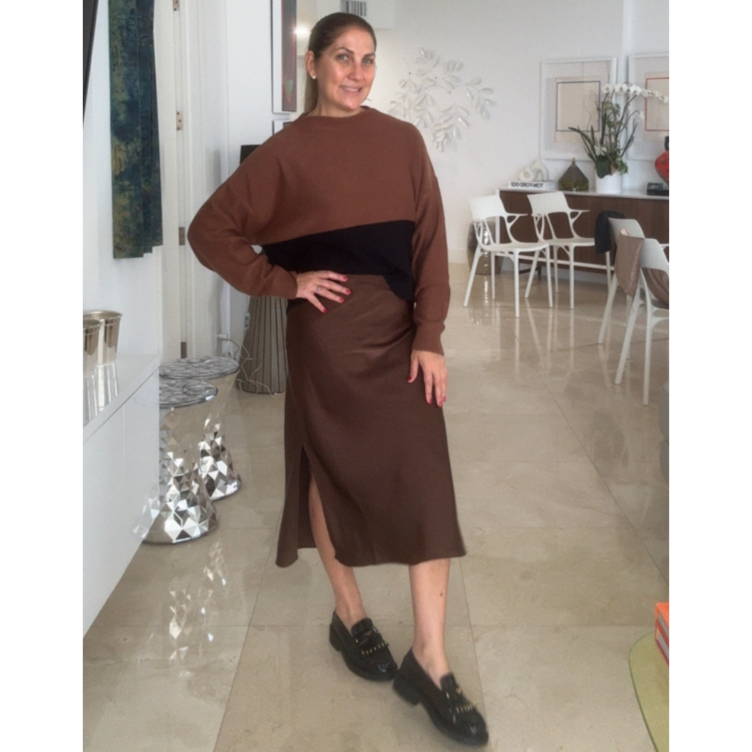 Double-color sweater Brown