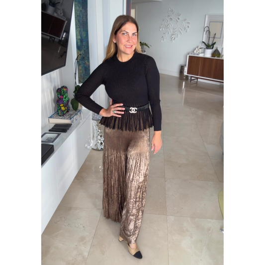 Pantalón dorado y bronce