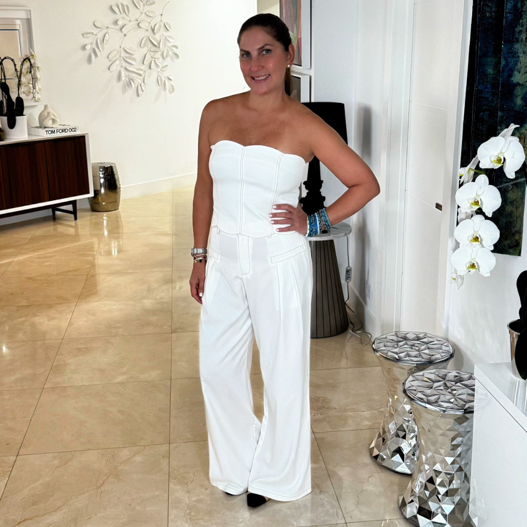Set de corset y pantalón blanco