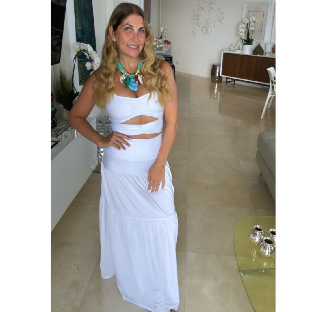Vestido largo blanco kinina
