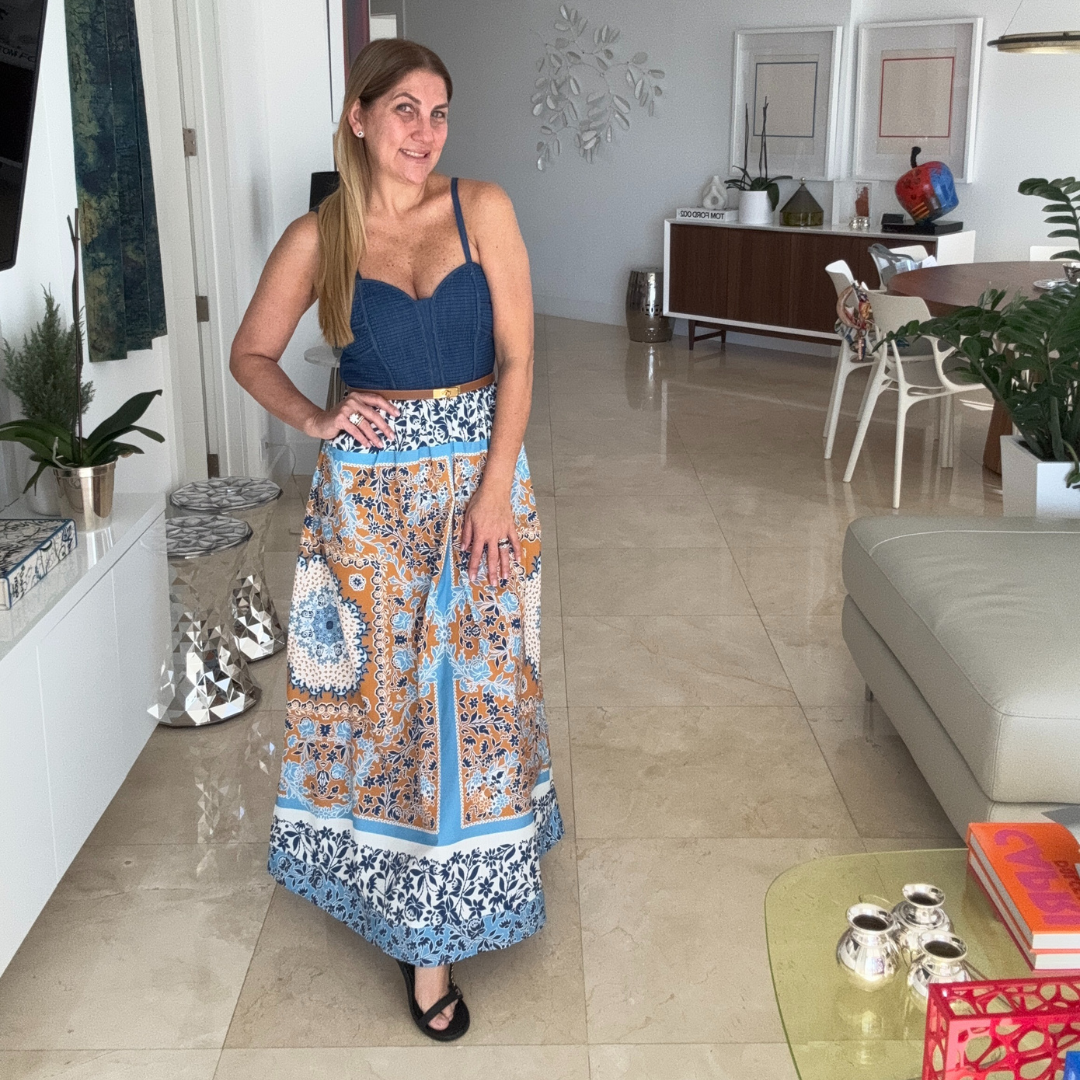 Vestido de jeans estampado