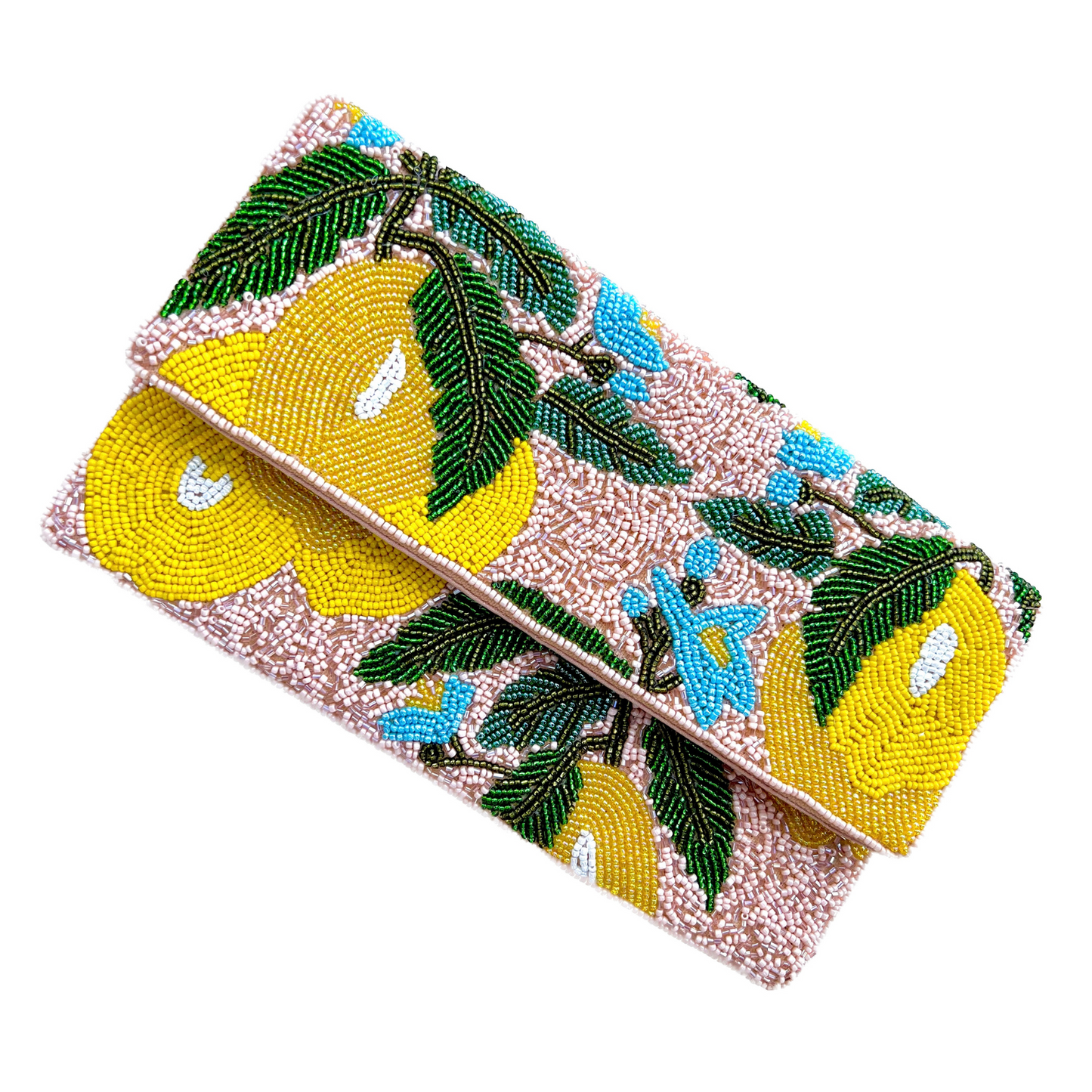 Carteras tipo sobre de tela con pedrería