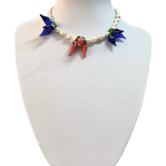 Collar de perlas con ojos turcos en vidrio