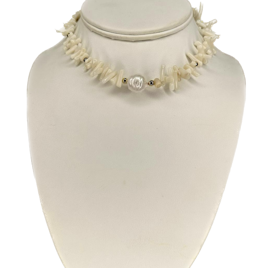 Collar tipo coral y perla