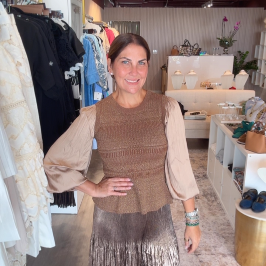 Blusa Dorada con Mangas de seda