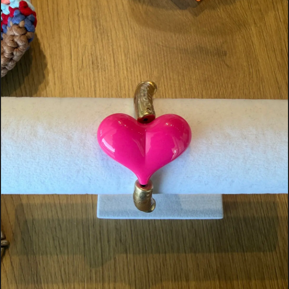 Heart Charm Cuff Bracelet