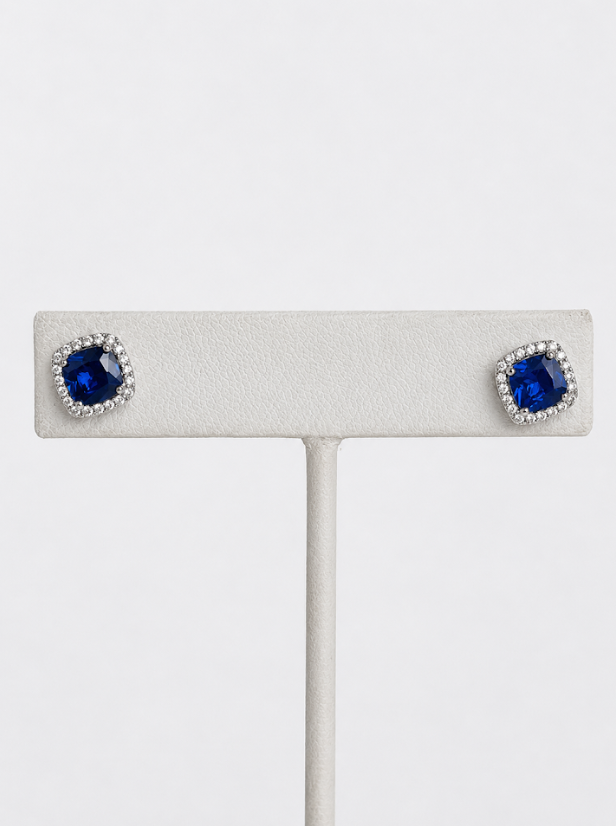 Sapphire Halo Stud Earrings