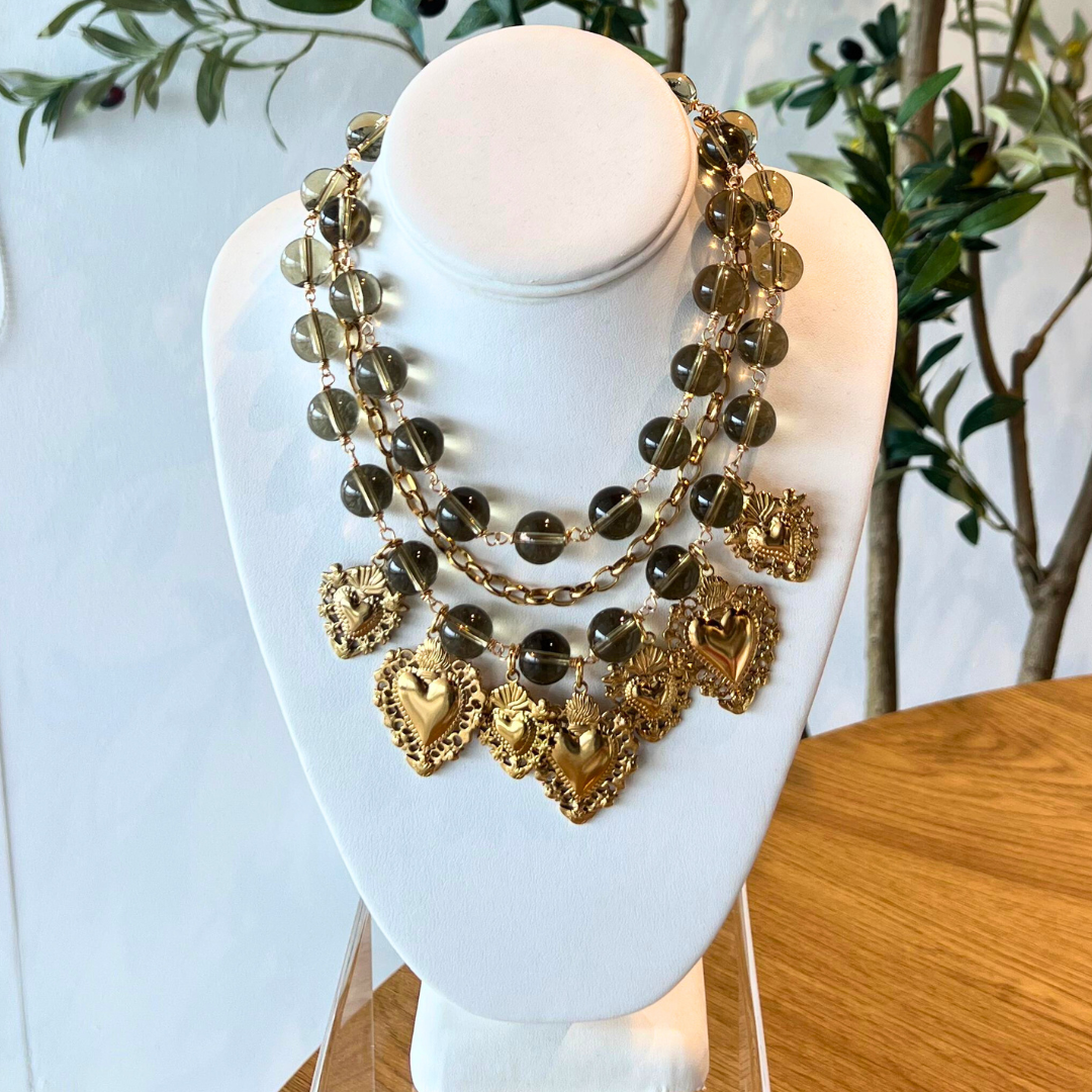 Sacred Heart Triple-Layer Statement Necklace