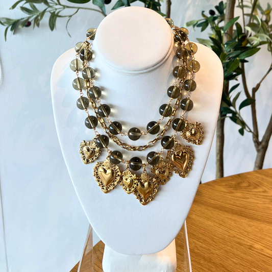 Sacred Heart Triple-Layer Statement Necklace