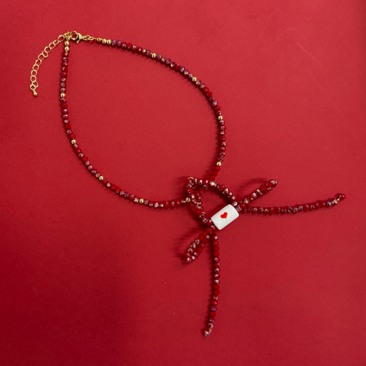 Collar de piedras rojas + Lazo