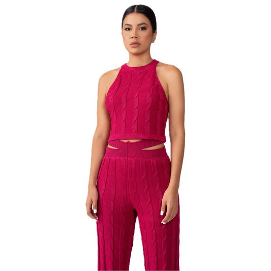Pre Order - Suéter sin mangas y pantalón acanalados (Bacana Summer)