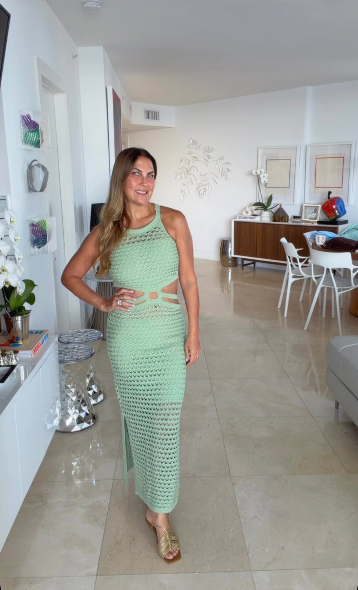 Crochet Cutout Maxi Dress