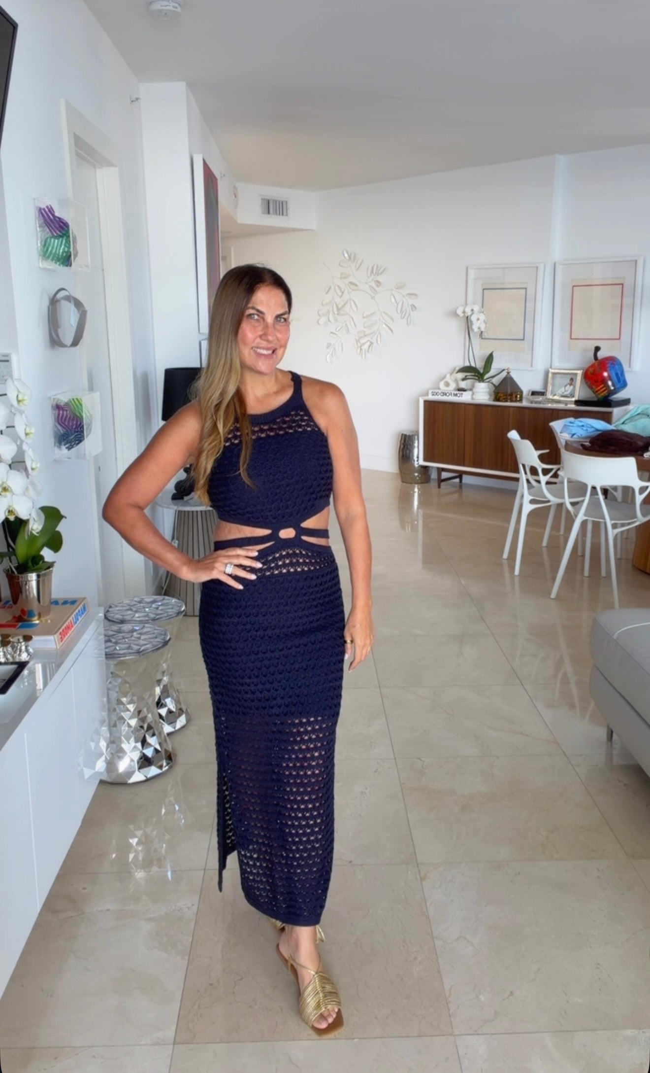 Crochet Cutout Maxi Dress