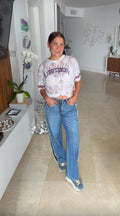 iviera Raw Edge Wide Leg Jeans