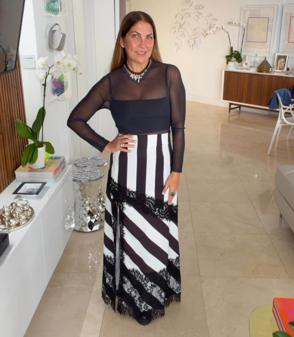 Sienna Lace Hem High-Waisted Maxi Skirt | PS Showroom