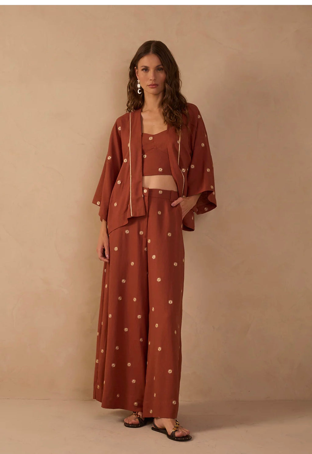Brown lurex linen set