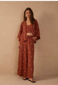 Brown lurex linen set
