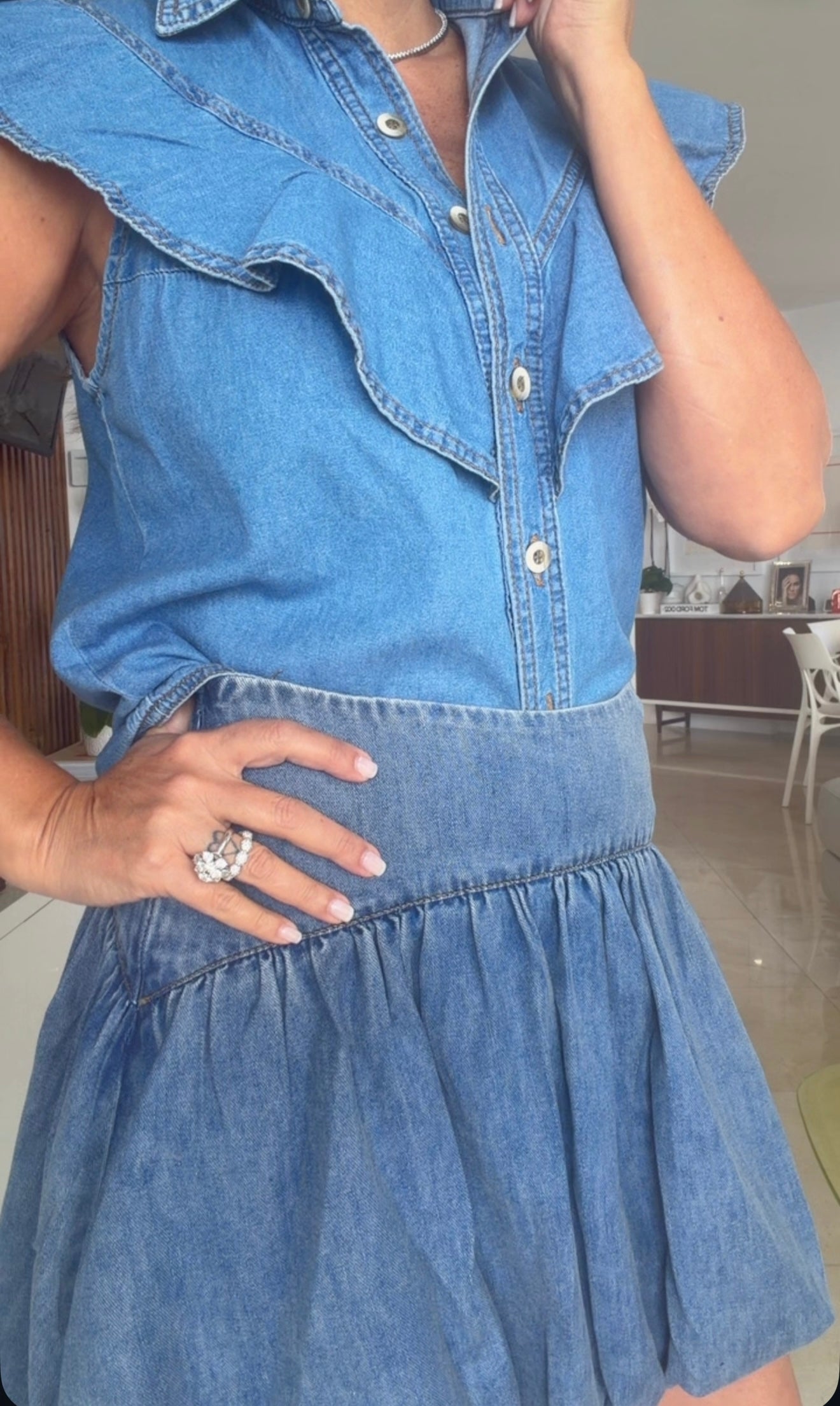 Capri Denim Bubble Skirt
