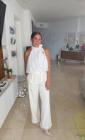 Ivory Lace Trim Trousers