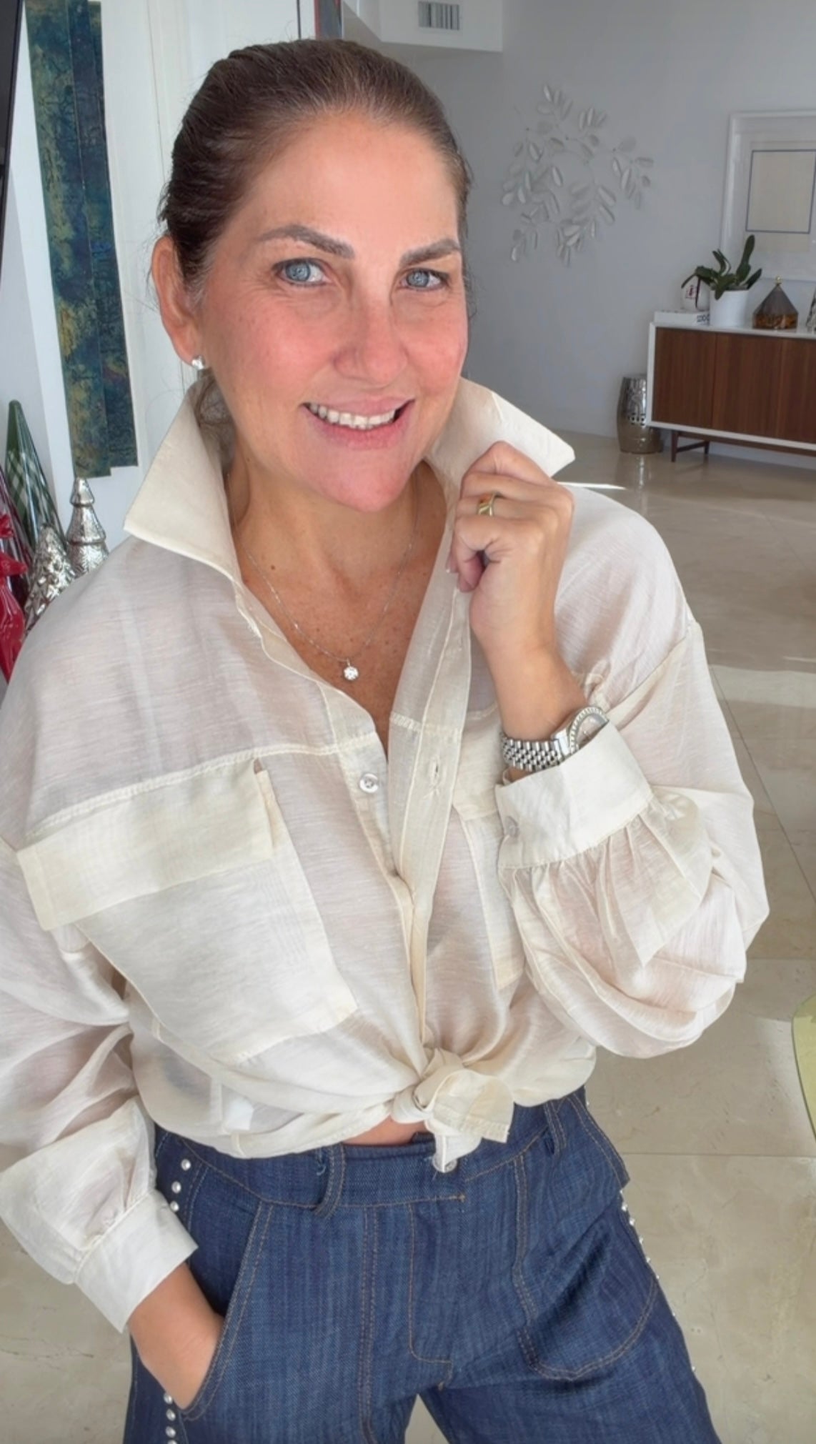 Camisa de organza transparente