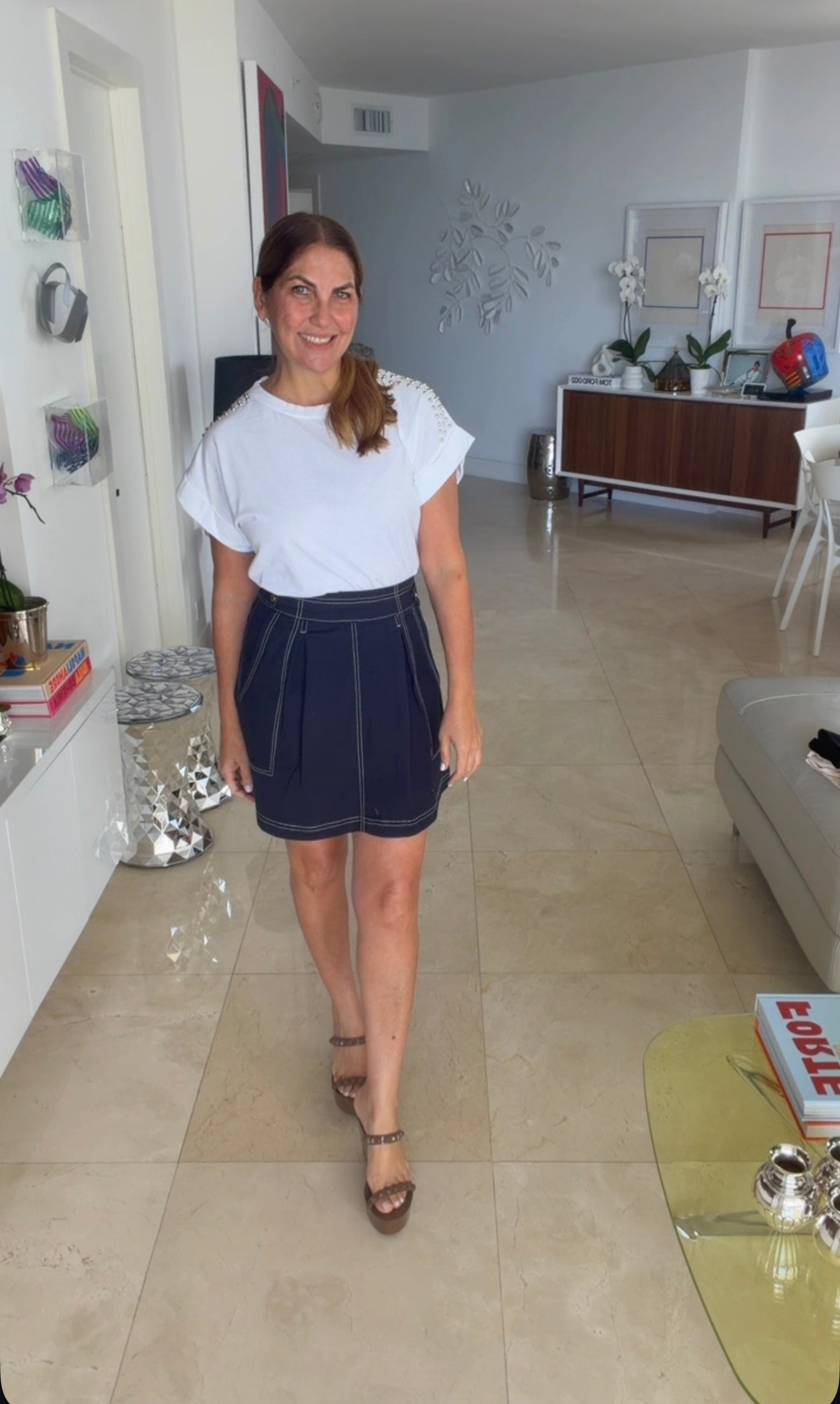 Falda azul marino de jeans