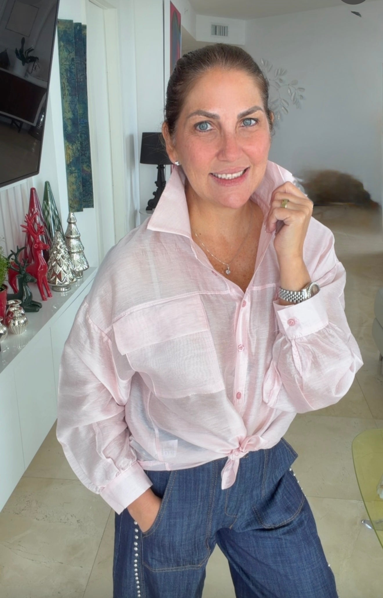 Camisa de organza transparente