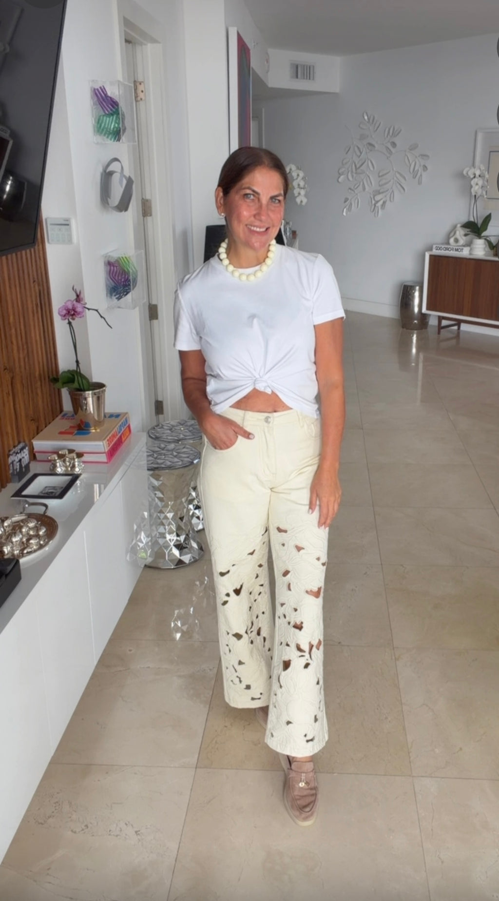 Coastal Cutout Wide-Leg Jeans