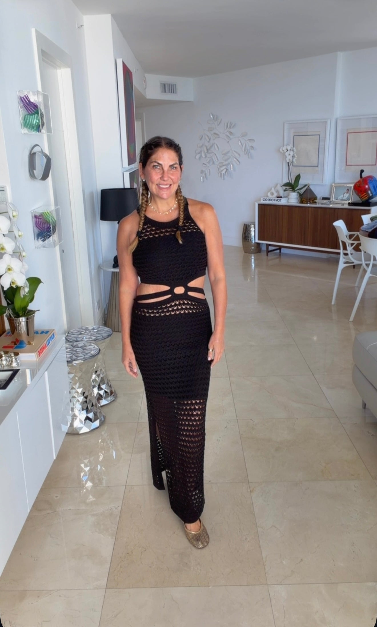 Crochet Cutout Maxi Dress