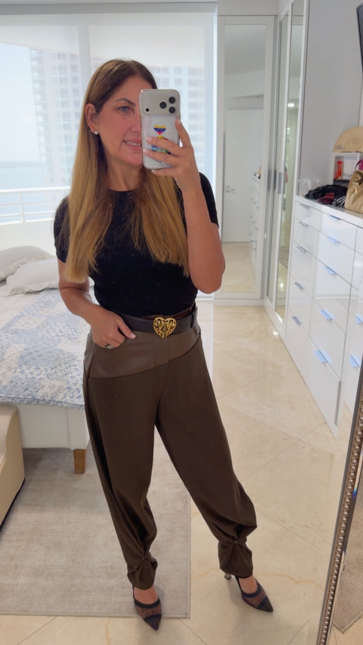 Luna Leather Waist Gabardine Cargo Pants | PS Showroom