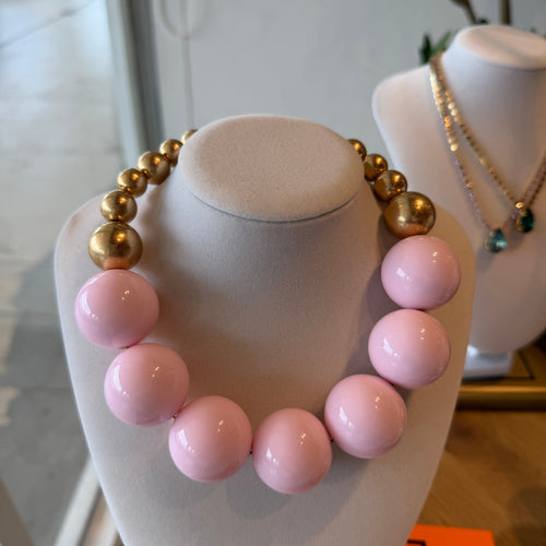 Bellissima statement necklace with oversized glossy beads and gold-tone accents PS Showroom