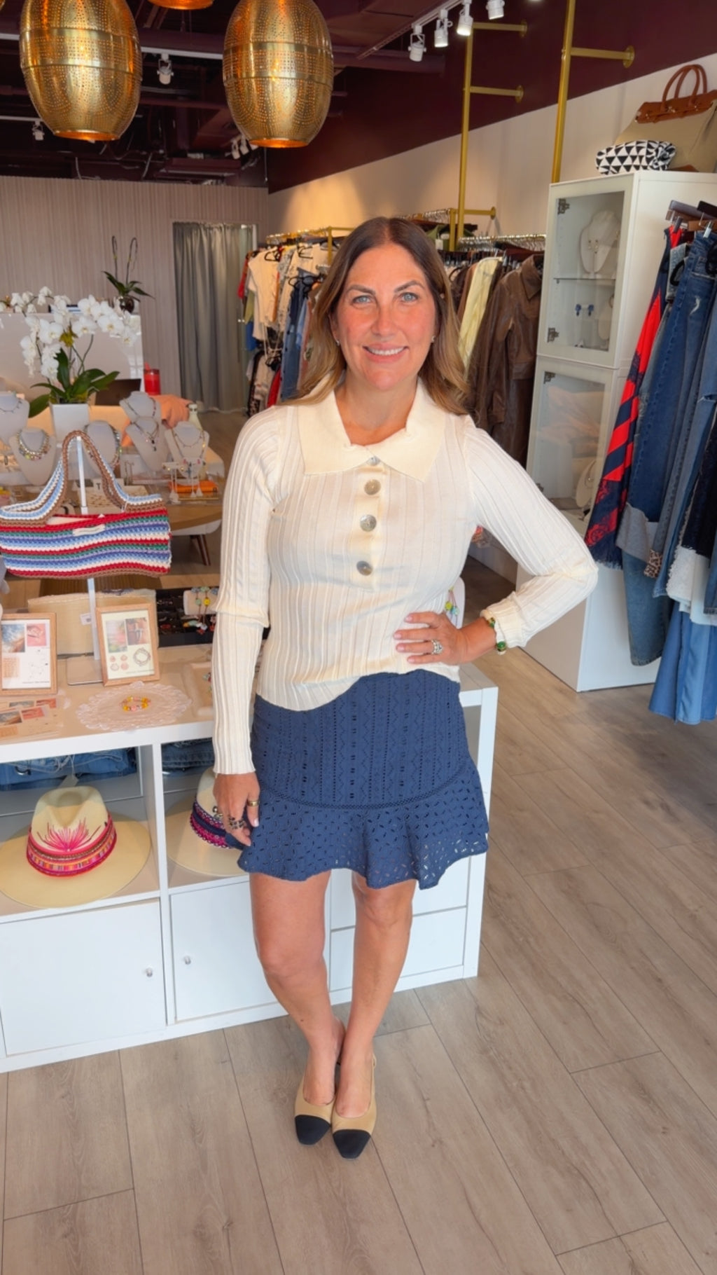 Capri Mother-of-Pearl Knit Sweater
