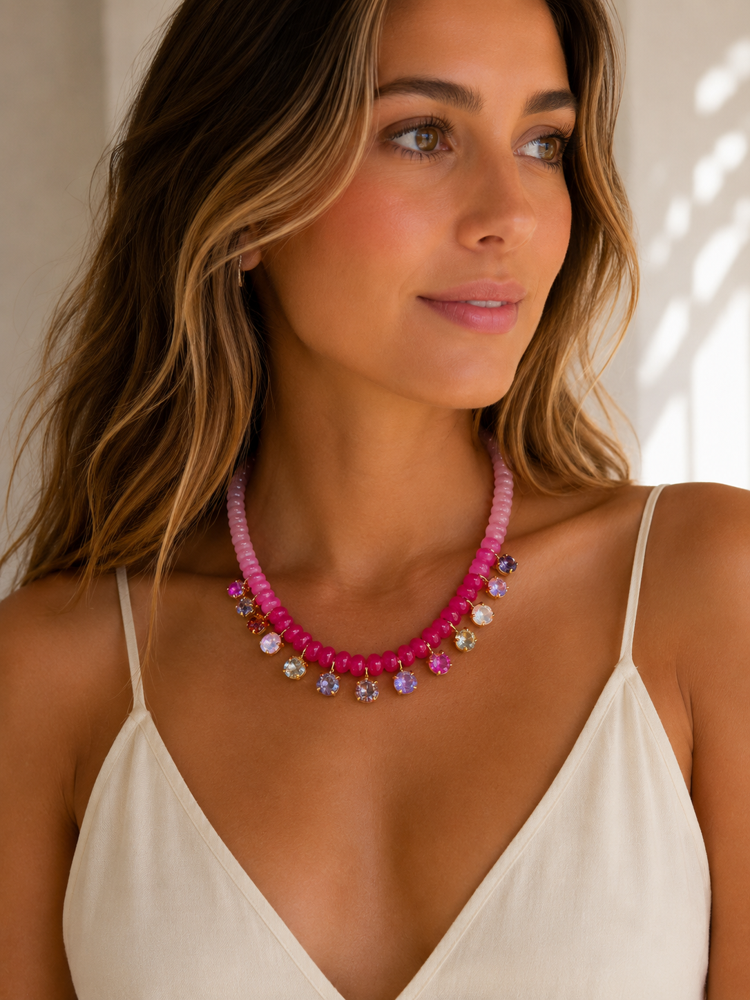 Lumière Natural Stone & Crystal Necklace