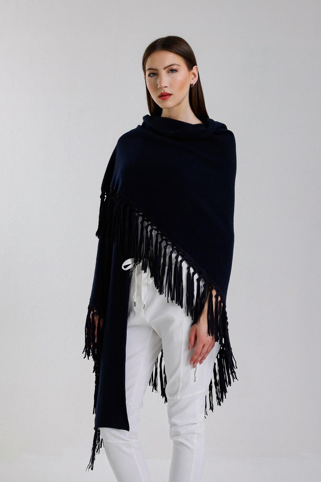 Jasmine Pashmina with Leather fringes Handmade
