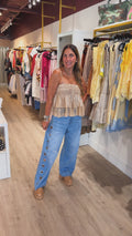 Silver Eyelet Wide-Leg Jeans