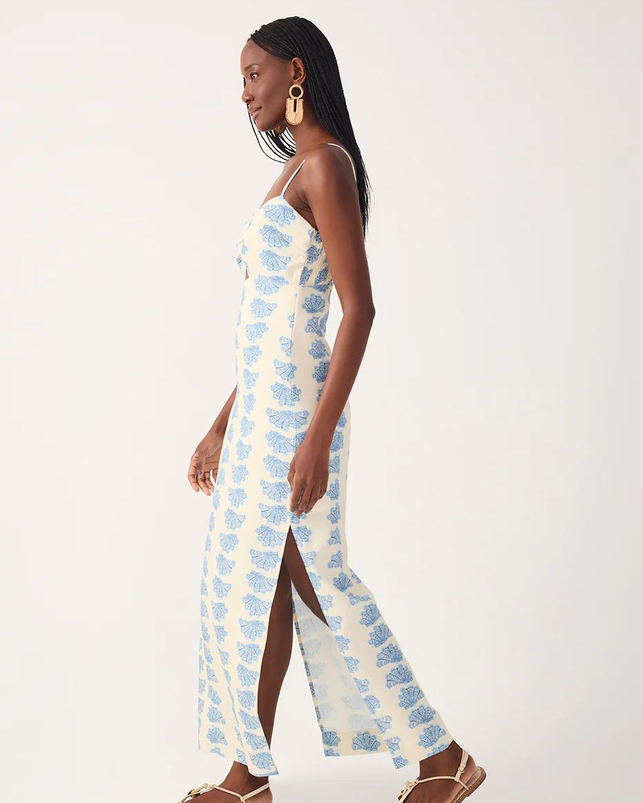 Off-White Acuario Side slit Linen Maxi dress