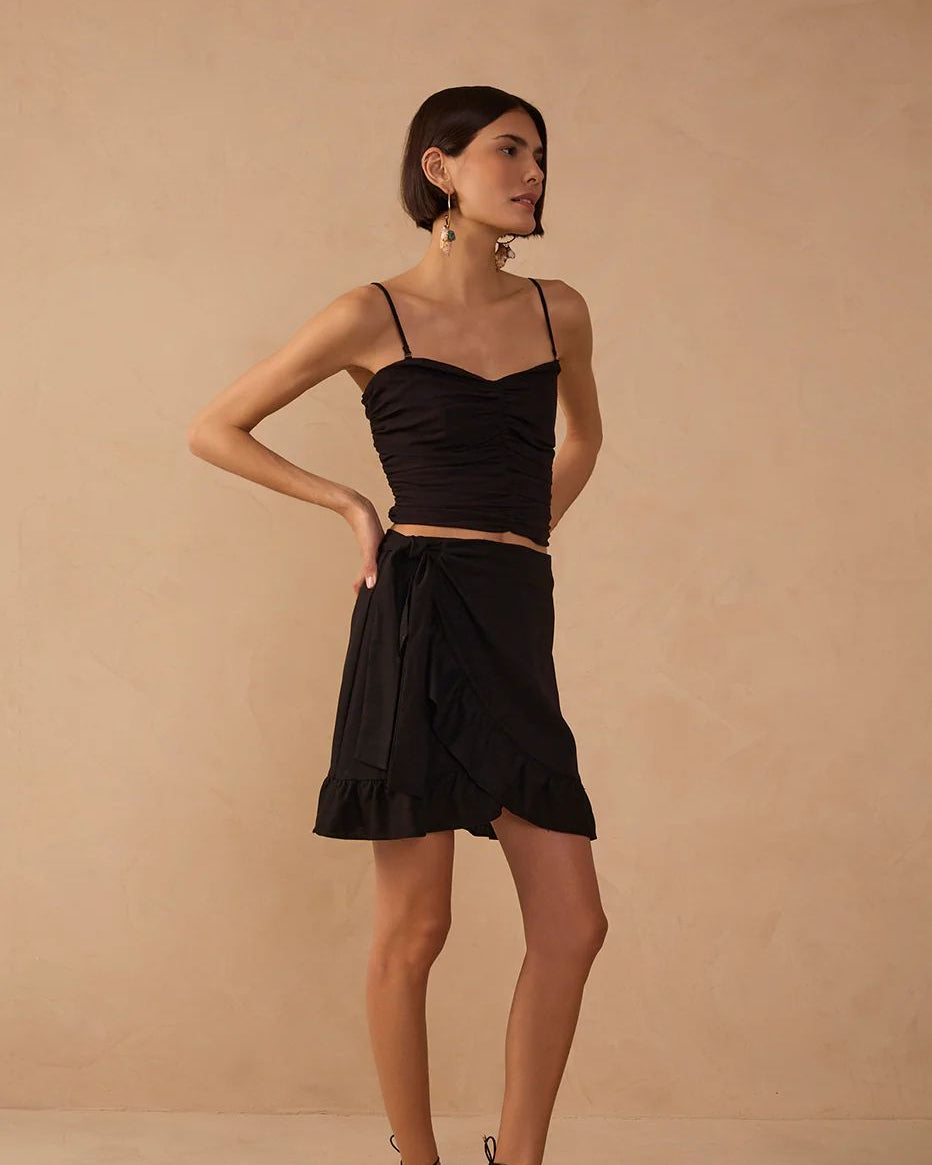 Wrap Ruffled linen Mini skirt