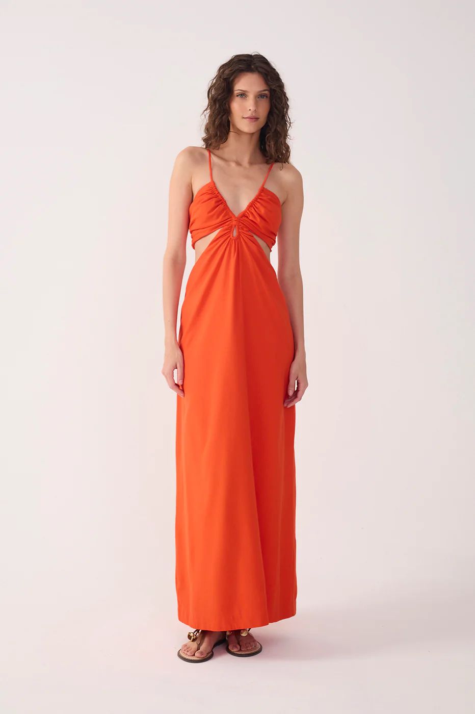 Frayed Bust V Neck Maxi Dress