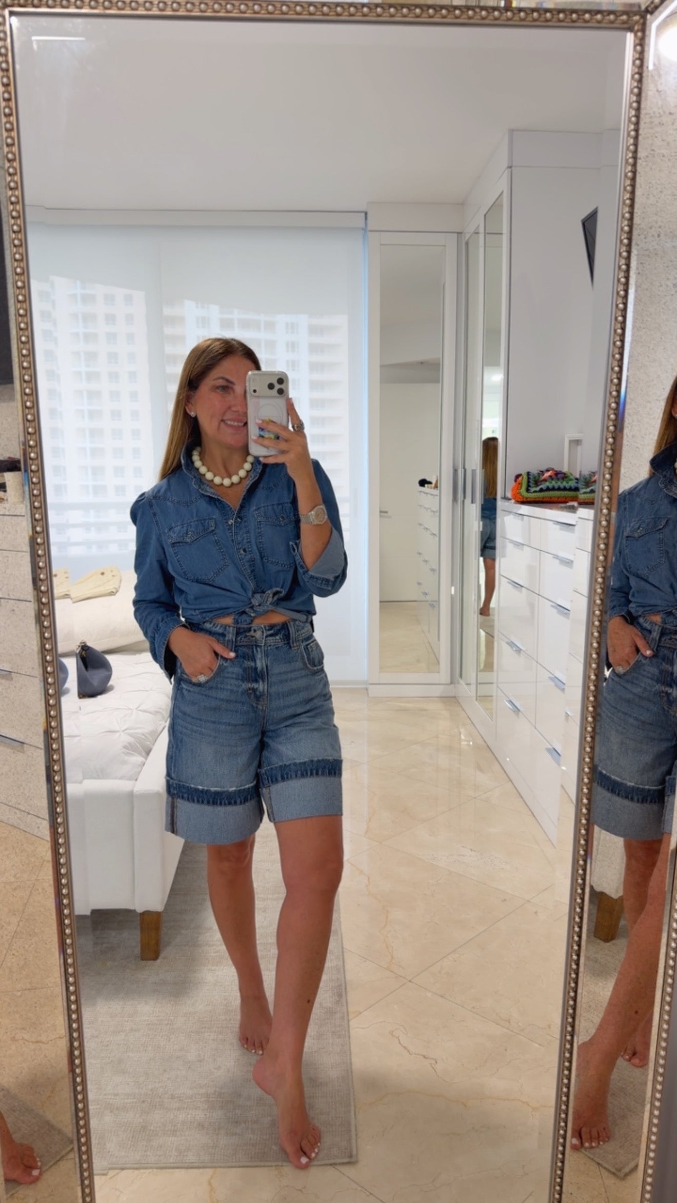 Riviera Cuff Denim Bermuda
